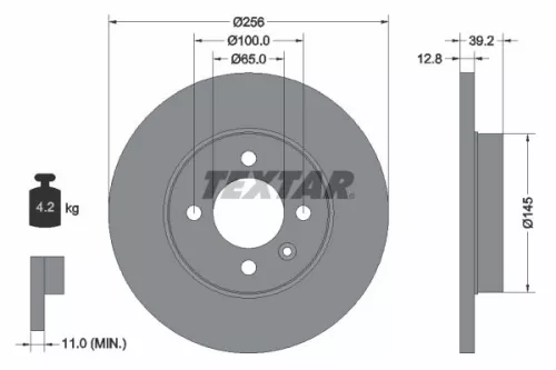 TEXTAR TEXTAR 92041703 2x Textar Front Solid Brake Discs Pair For Chery Seat Vw Vw (Faw) Caddy Cowin Co 