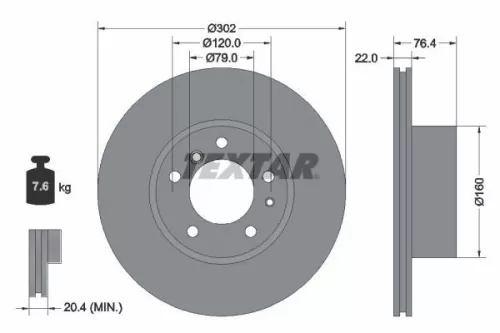 2x Textar Front Vented Brake Discs Pair For Bmw 5 7series