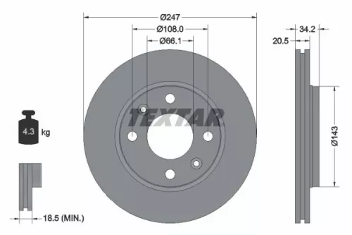 2x Textar Front Vented Brake Discs Pair For Citroën Citroën (Df-psa) Lifan Maple