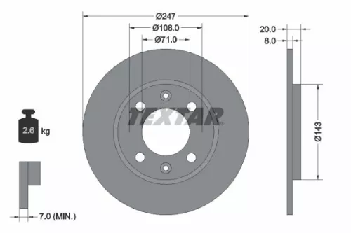 TEXTAR TEXTAR 92043200 2x Textar Rear Solid Brake Discs Pair For Peugeot 205 309 