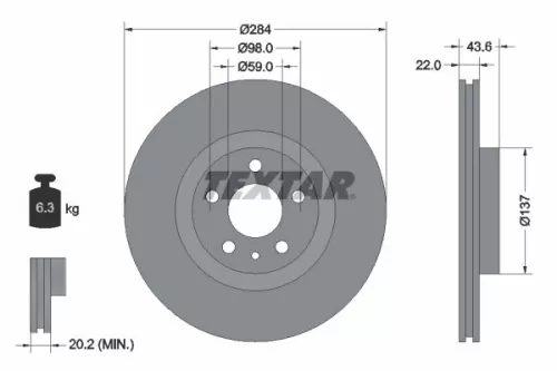 2x Textar Front Vented Brake Discs Pair For Alfa Romeo Dodge Fiat Lancia Opel Va