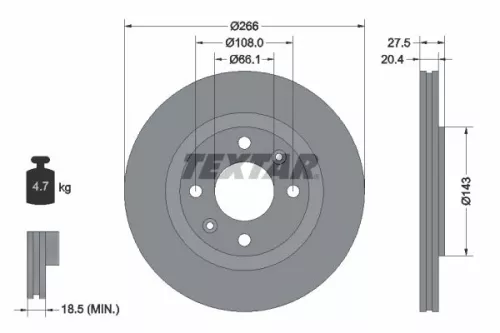 2x Textar Front Vented Brake Discs Pair For Citroën Nissan (Dfac) Peugeot 206 30