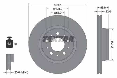 2x Textar Front Vented Brake Discs Pair For Volvo 740 760 780 940 960