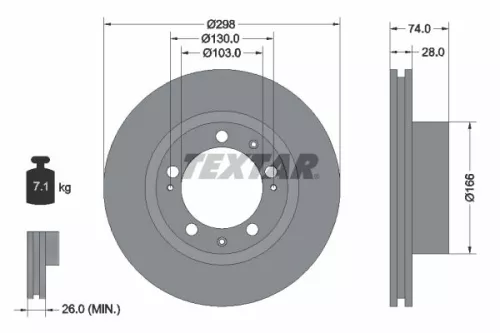 2x Textar Front Vented Brake Discs Pair For Porsche 944 968