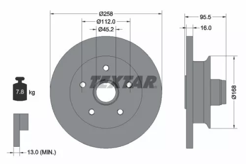 2x Textar Front Solid Brake Discs Pair For Vw Transporter
