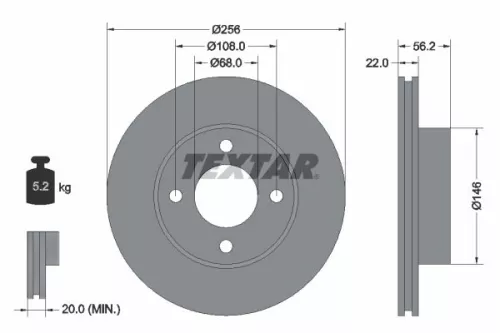 2x Textar Front Vented Brake Discs Pair For Audi 80 Cabriolet Coupe