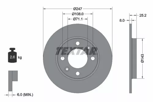 2x Textar Rear Solid Brake Discs Pair For Citroën Peugeot Peugeot (Df-psa) 106 2