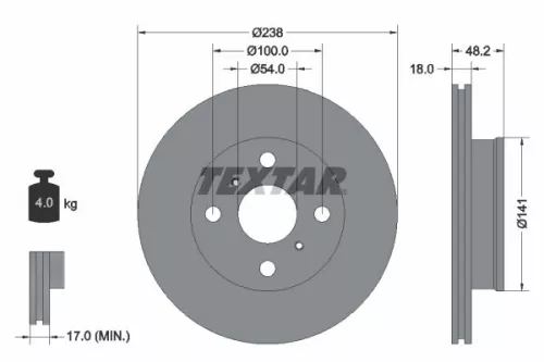 2x Textar Front Vented Brake Discs Pair For Holden Toyota Corolla Corolla Levin 