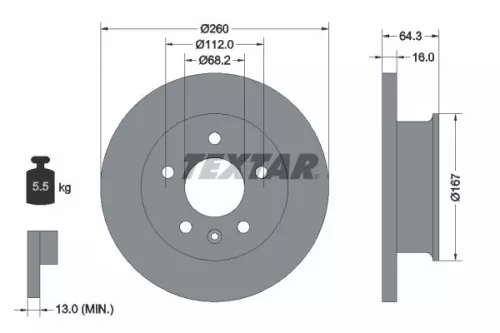 TEXTAR TEXTAR 92055900 2x Textar Front Solid Brake Discs Pair For Vw California Kombi Transporter 