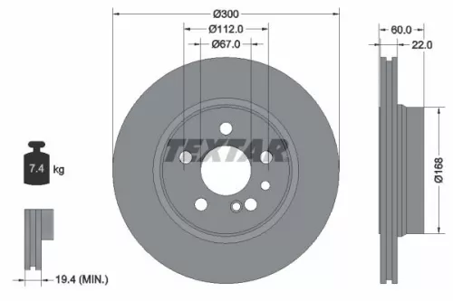 TEXTAR TEXTAR 92056800 2x Textar Rear Vented Brake Discs Pair For Mercedes S-class 