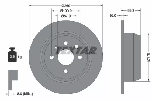 2x Textar Rear Solid Brake Discs Pair For Holden Opel Vauxhall Astra Astra F Cla