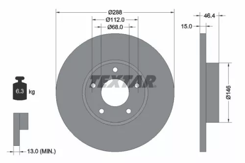 TEXTAR TEXTAR 92057405 2x Textar Front Solid Brake Discs Pair For Audi 100 A4 A6 