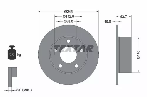 2x Textar Rear Solid Brake Discs Pair For Audi Audi (Faw) Skoda Vw Vw (Svw) 100 