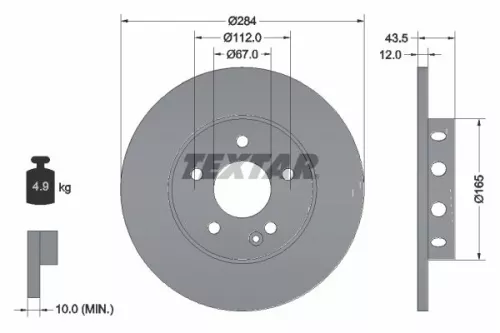 TEXTAR TEXTAR 92059303 2x Textar Front Solid Brake Discs Pair For Mercedes C-class 