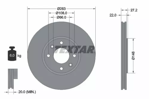 2x Textar Front Vented Brake Discs Pair For Citroën Peugeot 306 Xantia Xsara Zx