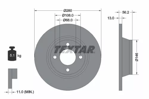 2x Textar Front Solid Brake Discs Pair For Audi 80