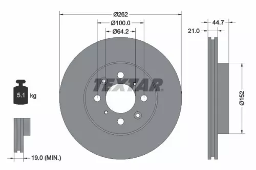 2x Textar Front Vented Brake Discs Pair For Acura Honda Honda (Gac) Lotus Mg Mg 