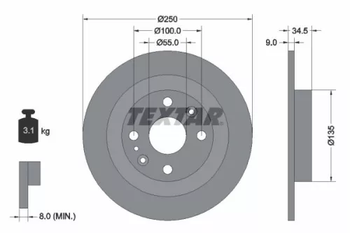 2x Textar Rear Solid Brake Discs Pair For Eunos Ford Asia & Oceania Ford Austral