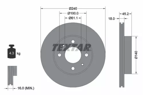 2x Textar Front Vented Brake Discs Pair For Nissan 100nx Nv Pulsar Sentra Sunny 