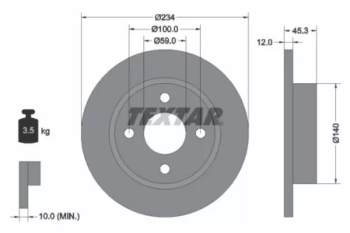 2x Textar Front Solid Brake Discs Pair For Nissan Cube Micra