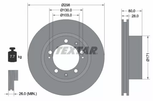 2x Textar Vented Brake Discs Pair