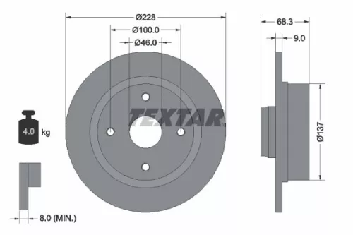 2x Textar Rear Solid Brake Discs Pair For Volvo 440 460 480