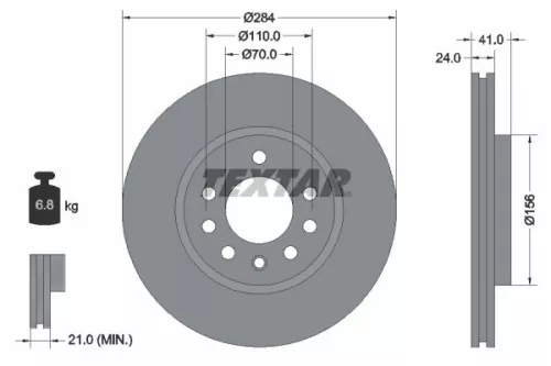 2x Textar Front Vented Brake Discs Pair For Holden Opel Saab Vauxhall 900 Calibr