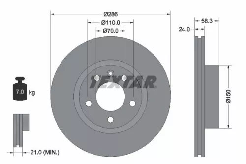 2x Textar Front Vented Brake Discs Pair For Opel Vauxhall Omega