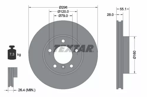 2x Textar Front Vented Brake Discs Pair For Bmw 5 Series