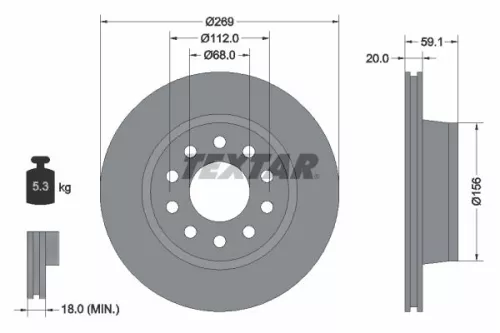 2x Textar Rear Vented Brake Discs Pair For Audi 100 A6 V8