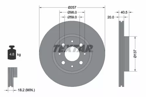 2x Textar Front Vented Brake Discs Pair For Alfa Romeo Fiat Lancia 145 146 155 B