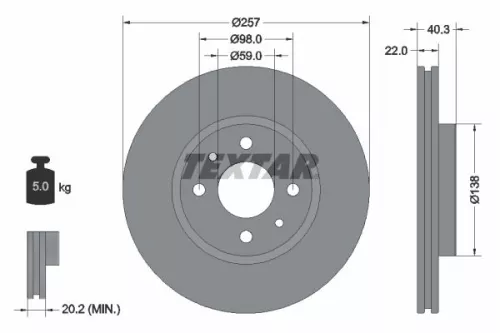 2x Textar Front Vented Brake Discs Pair For Alfa Romeo Chrysler Citroën Fiat Lan