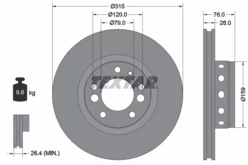 2x Textar Front Vented Brake Discs Pair For Bmw 5 Series