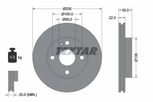 2x Textar Front Vented Brake Discs Pair For Ford Asia & Oceania Ford Australia M