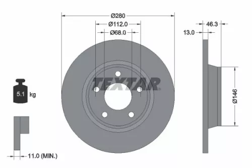 2x Textar Front Solid Brake Discs Pair For Audi A4