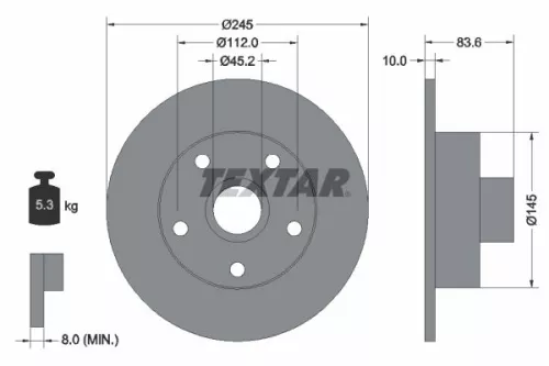 2x Textar Rear Solid Brake Discs Pair For Audi A4