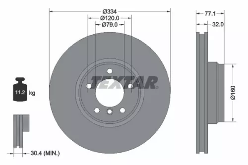 2x Textar Front Vented Brake Discs Pair For Bmw 7