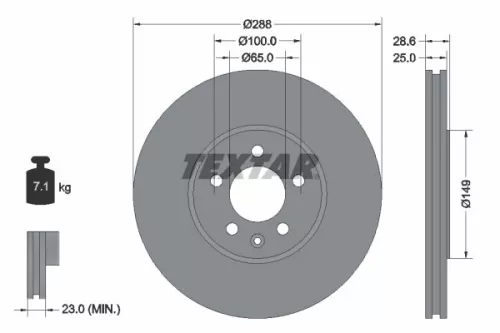 2x Textar Front Vented Brake Discs Pair For Vw Golf Passat Vento