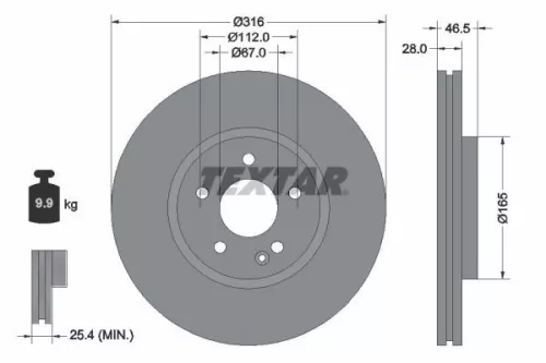 2x Textar Front Vented Brake Discs Pair For Mercedes C-class Clk E-class