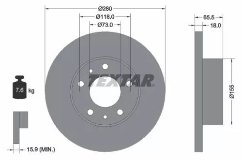 TEXTAR TEXTAR 92073703 2x Textar Front Solid Brake Discs Pair For Citroën Fiat Peugeot Boxer Ducato Jum 