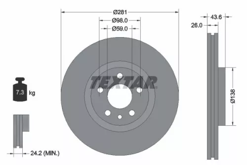 2x Textar Front Vented Brake Discs Pair For Citroën Fiat Lancia Peugeot 806 Evas