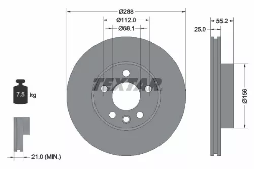 TEXTAR TEXTAR 92074203 2x Textar Front Vented Brake Discs Pair For Ford Seat Vw Alhambra Galaxy Sharan 