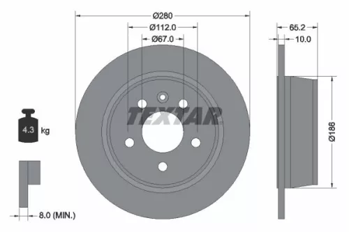 2x Textar Rear Solid Brake Discs Pair For Mercedes V-class Vito