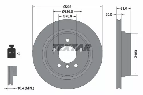2x Textar Rear Vented Brake Discs Pair For Alpina Bmw 5 B10