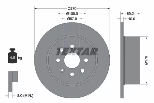2x Textar Rear Solid Brake Discs Pair For Chevrolet Opel Vauxhall Vectra