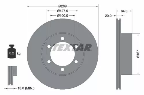2x Textar Front Vented Brake Discs Pair For Great Wall Toyota Vw 4 Runner Hilux 