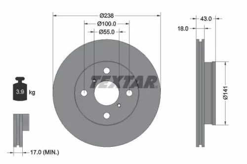 2x Textar Front Vented Brake Discs Pair For Toyota Corsa Starlet Tercel