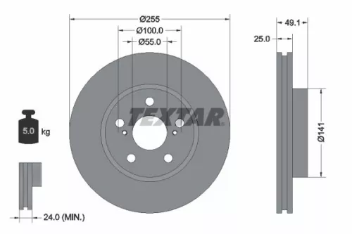 2x Textar Front Vented Brake Discs Pair For Toyota Allion Caldina Carina Carina 
