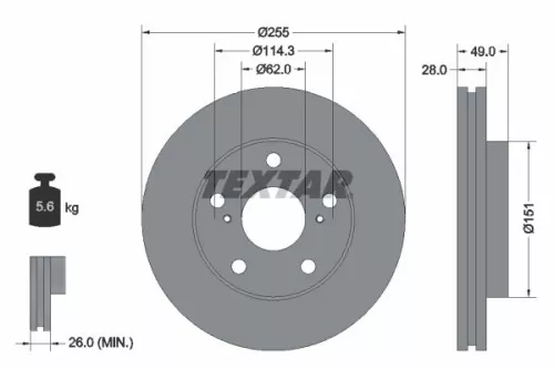 2x Textar Front Vented Brake Discs Pair For Holden Toyota Apollo Camry Gaia Mark