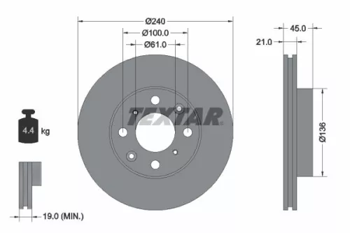 2x Textar Front Vented Brake Discs Pair For Honda Isuzu Brio Brio Amaze Civic Cr